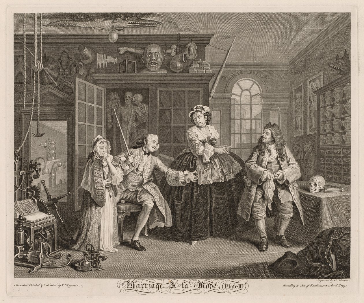 Mariage à la mode : La scène avec le charlatan, 1745 - William Hogarth