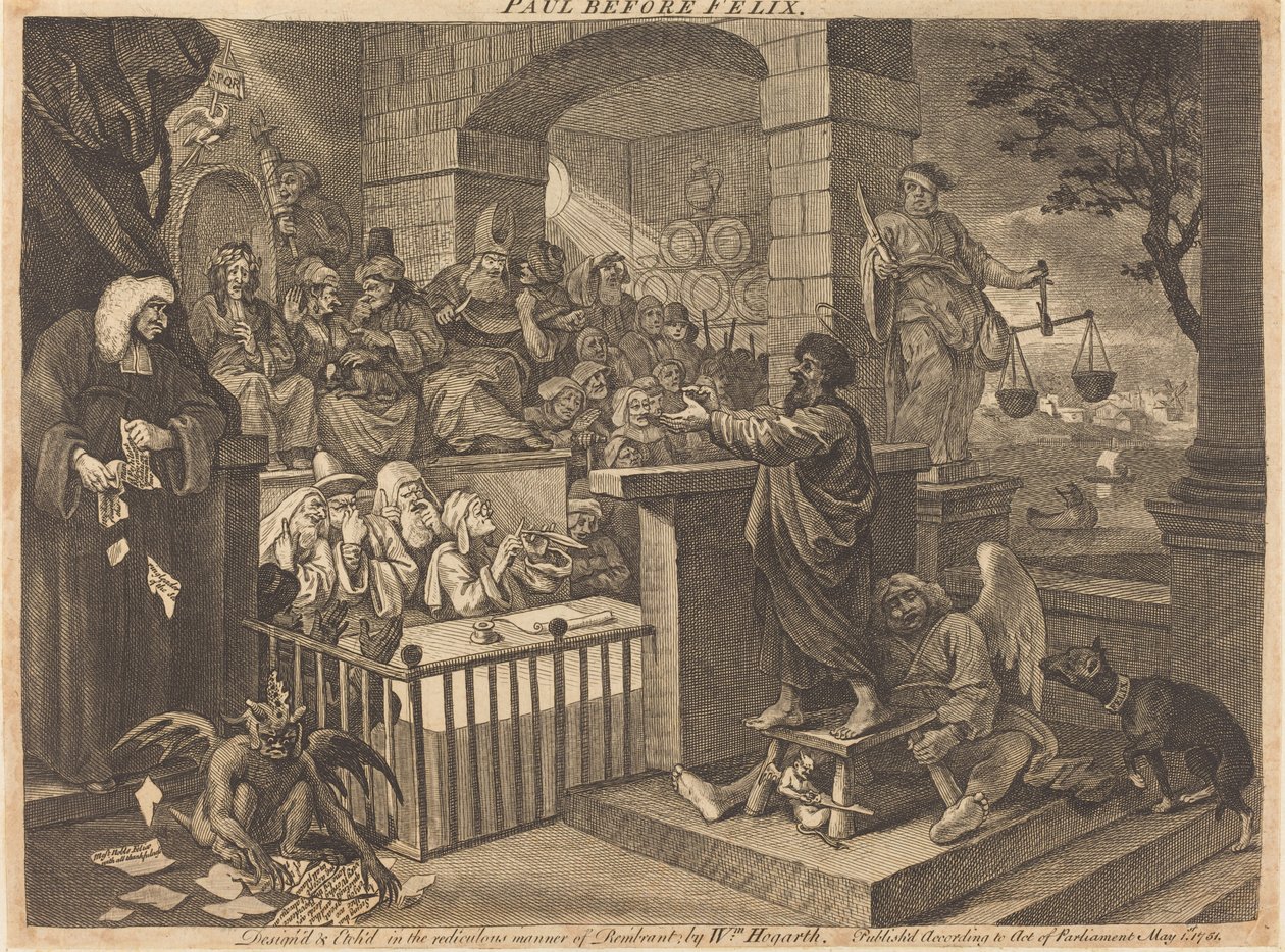 Paul devant Félix burlesqué - William Hogarth