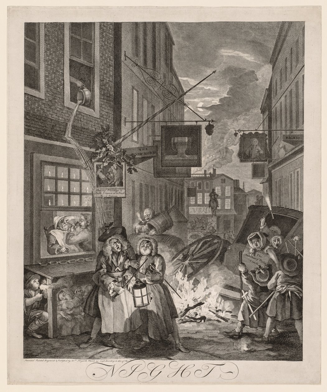 Les Quatre Moments de la Journée : Nuit - William Hogarth