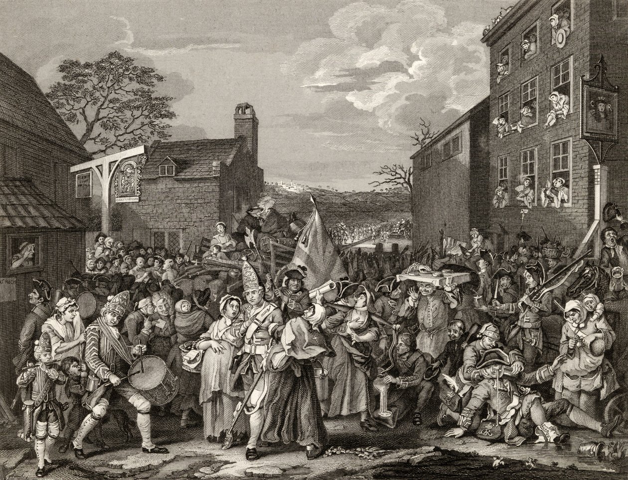 La marche vers Finchley, gravée par T.E. Nicholson, de 