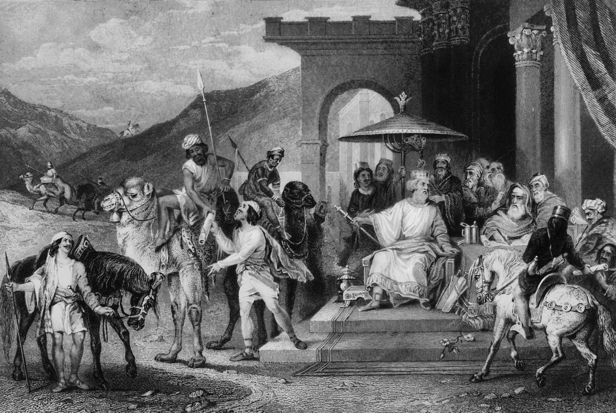 Il écrivit au nom du roi Assuérus et envoya des lettres par des courriers à cheval - William Holl
