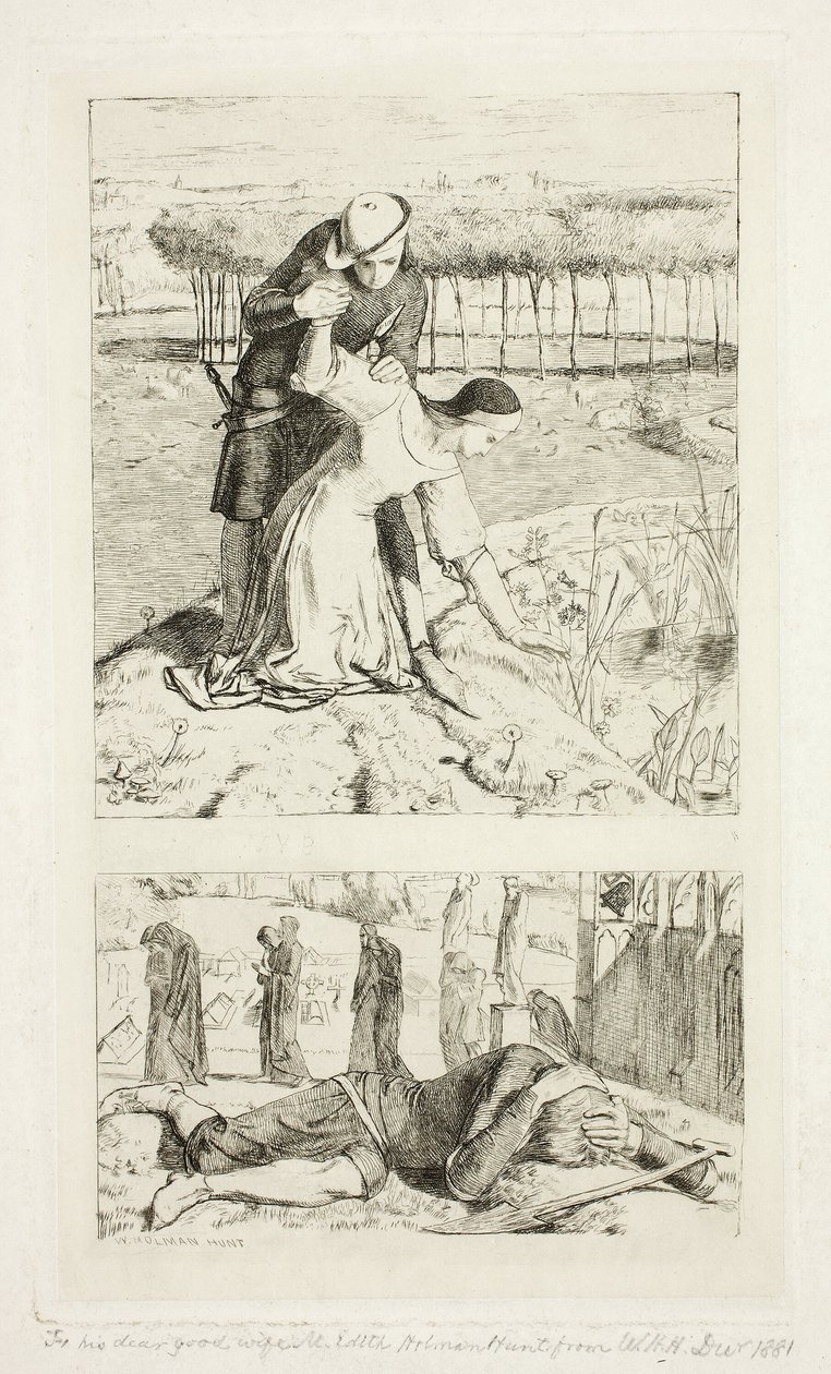 My Beautiful Lady (en haut) ; Of My Lady in Death (en bas), frontispice de The Germ, No. 1 - William Holman Hunt
