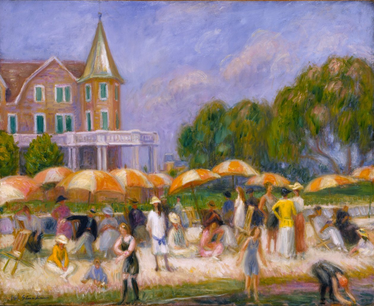 Parasols de Plage à Blue Point - William James Glackens