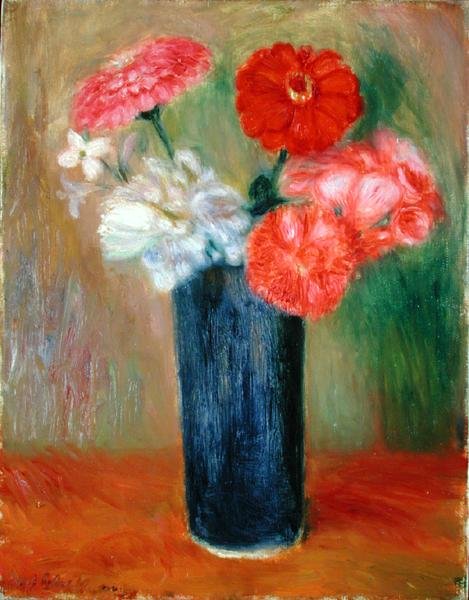 Fleurs dans un vase bleu - William James Glackens