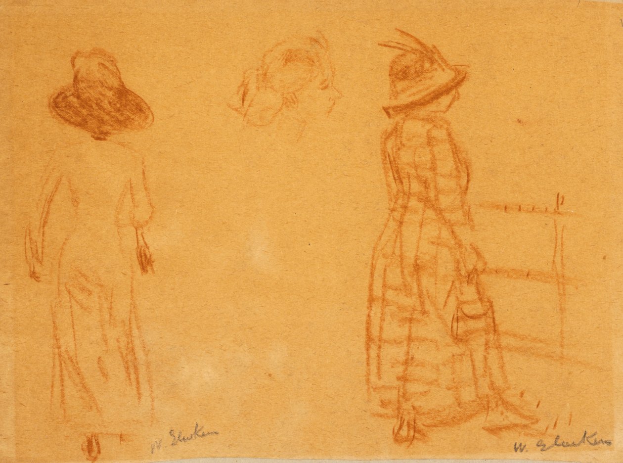 Deux femmes et tête de femme - William James Glackens