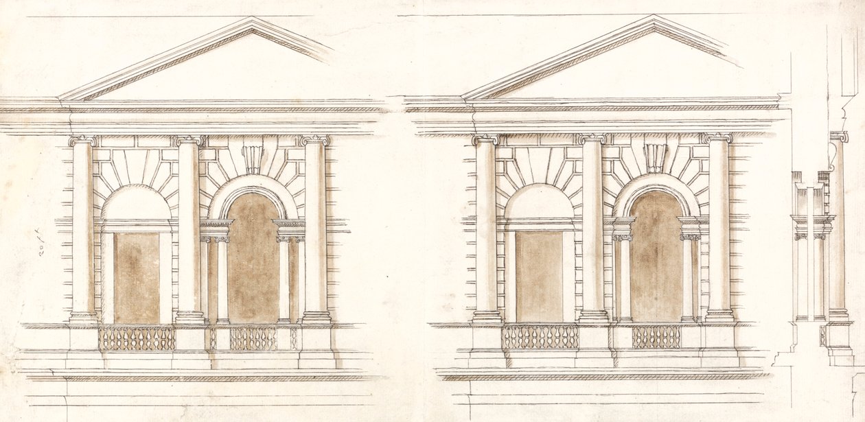 Le Trésor, Whitehall, Londres : Élévations alternatives de la façade - William Kent