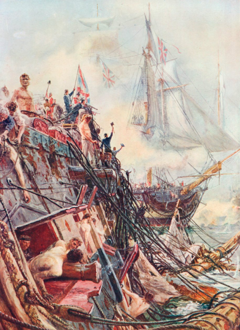 Estropié mais invaincu : Le "Belleisle" à Trafalgar, le 21 octobre - William Lionel (after) Wyllie
