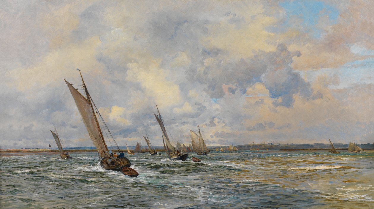 Pêcheurs de crevettes tirant au vent - William Lionel Wyllie