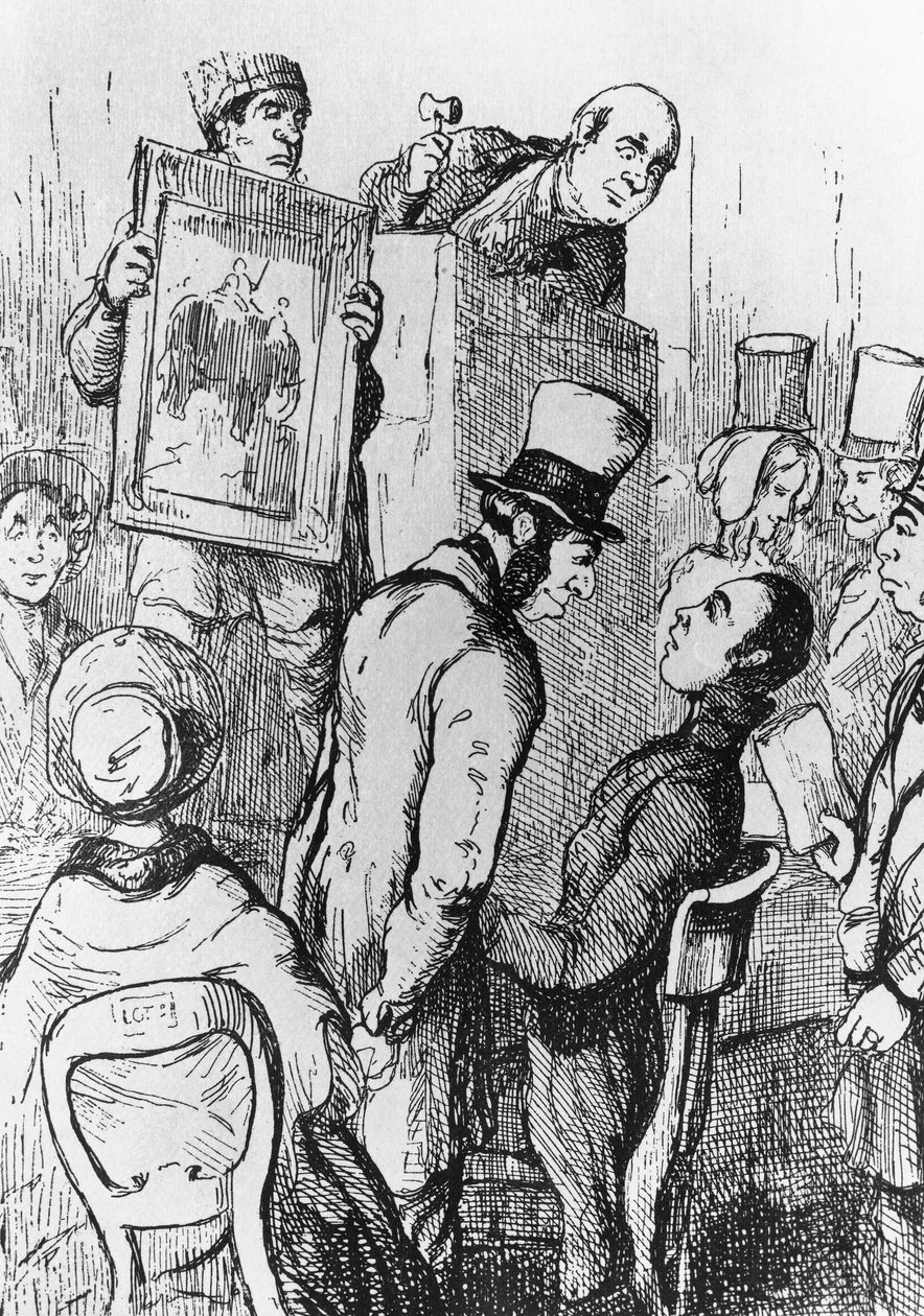 Éléphant à vendre, illustration pour le 17e chapitre de La Foire aux vanités, roman de William Makepeace Thackeray (1811-1863), gravure d