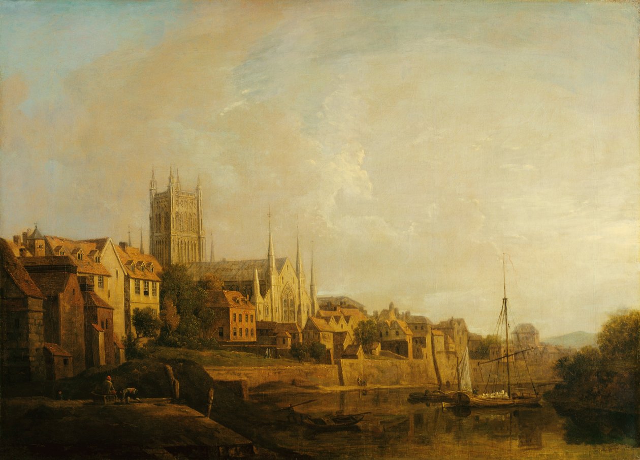 Vue de la cathédrale de Worcester depuis la rivière - William Marlow