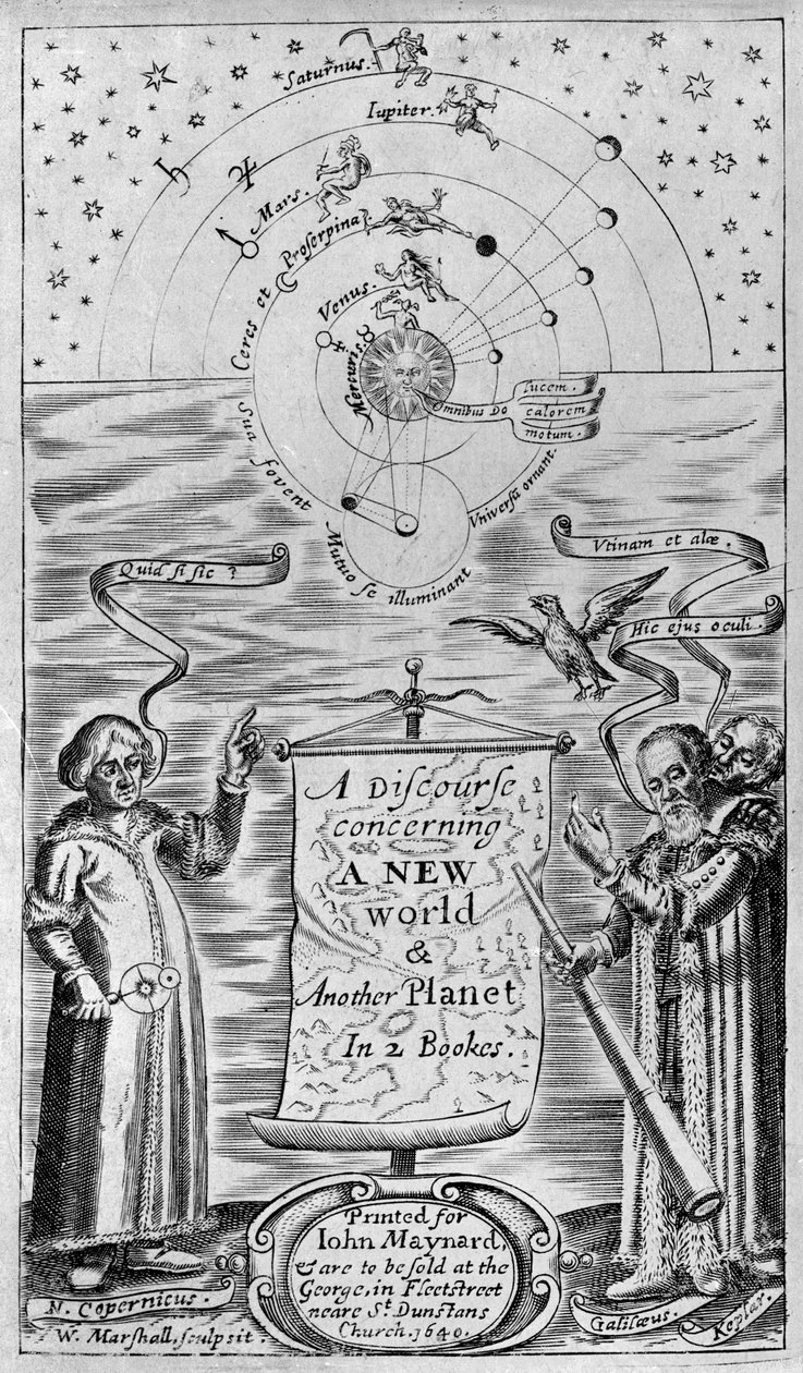 Discours sur un nouveau monde et une autre planète en 2 livres, 1640 (frontispice) - William Marshall