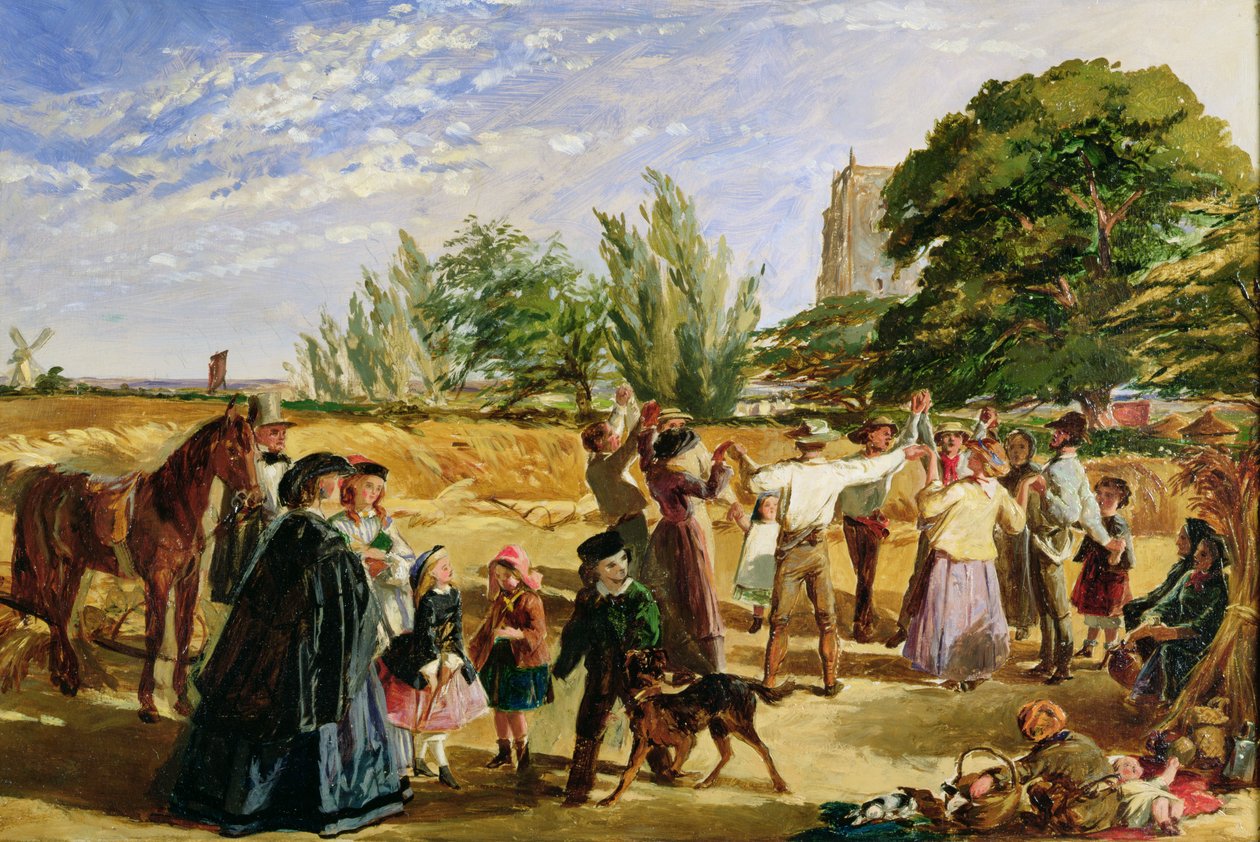 Scène de récolte dans le Norfolk : croquis pour 
