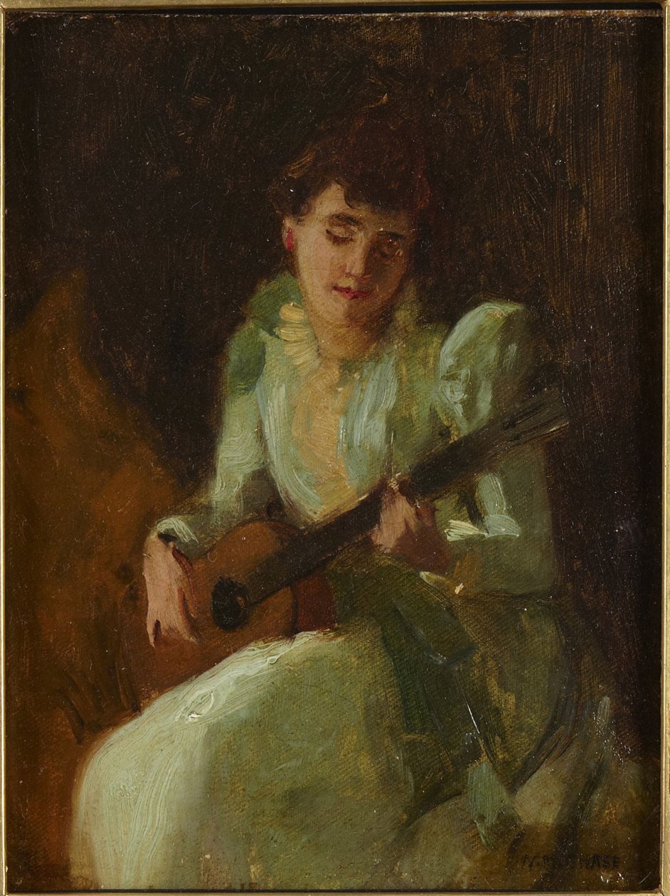 Une femme jouant de la guitare - William Merritt Chase