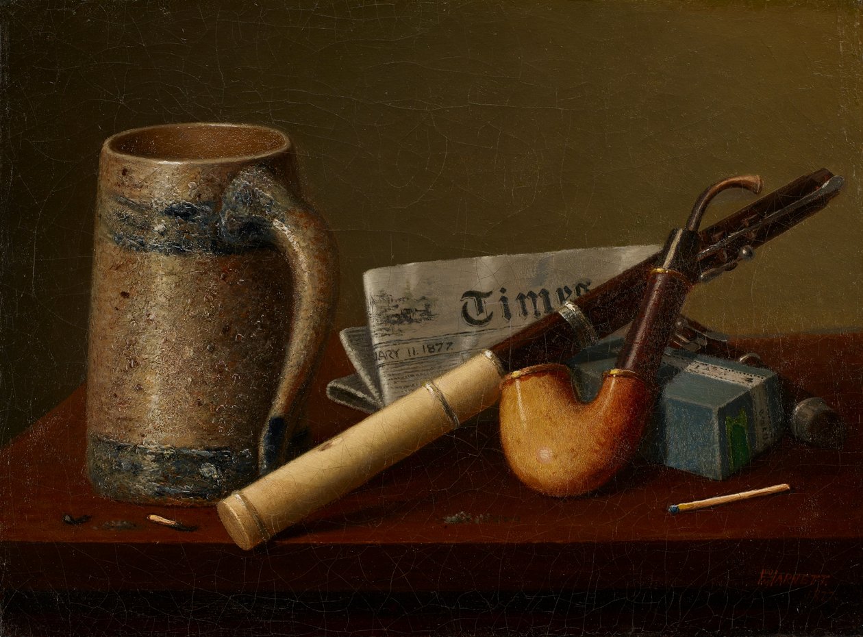 Nature morte avec flûte et The Times - William Michael Harnett