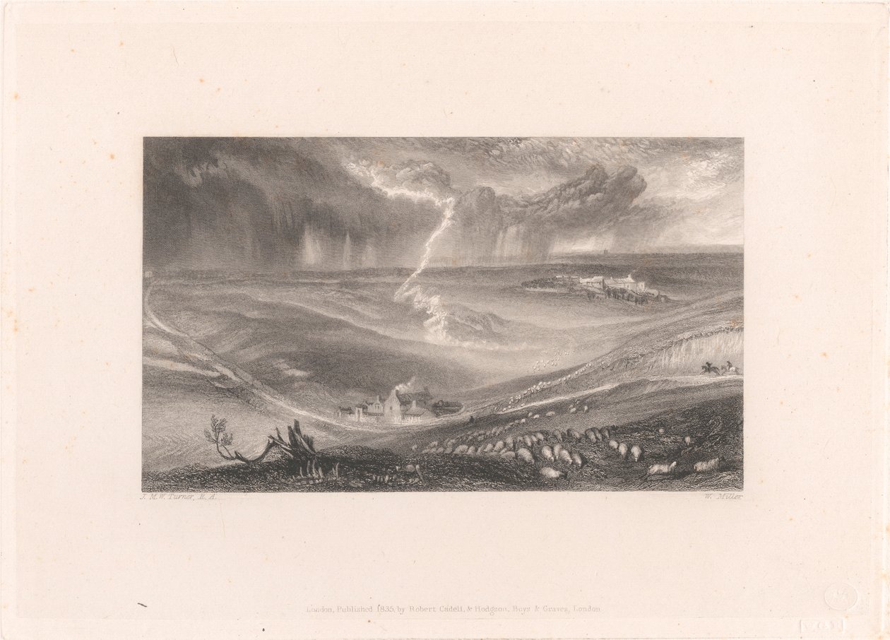 Champ de Waterloo avec des éclairs - William Miller