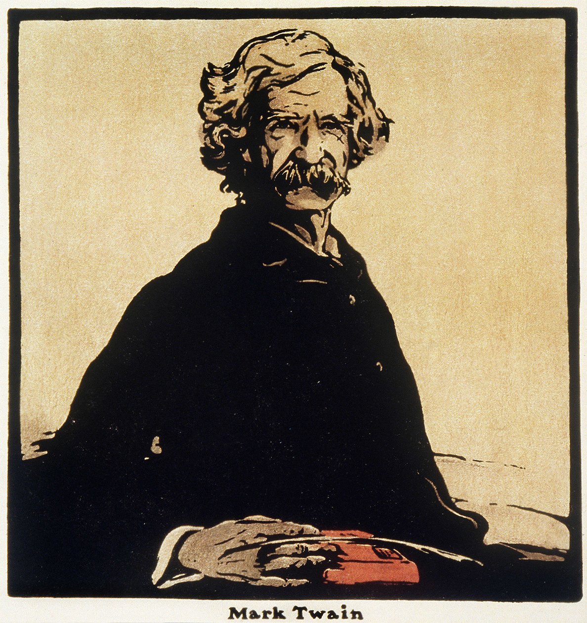 Portrait de Mark Twain (1835-1910) écrivain américain - Dessin de William Nicholson (1872-1949) - William Nicholson