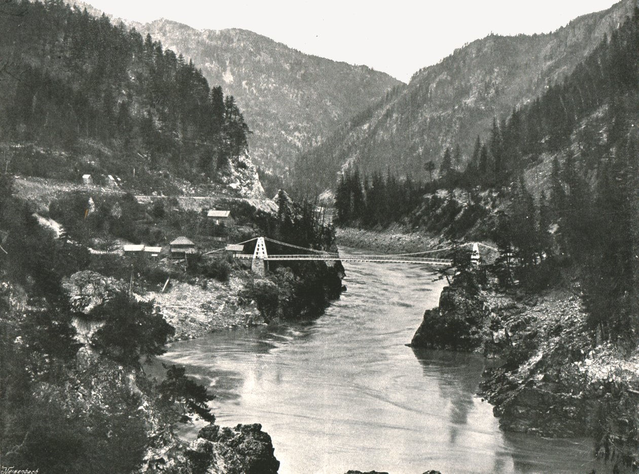 Les Rocheuses : le canyon Frazer et le pont de la route Cariboo, près de Spuzzum, Canada, 1895 - William Notman and Son