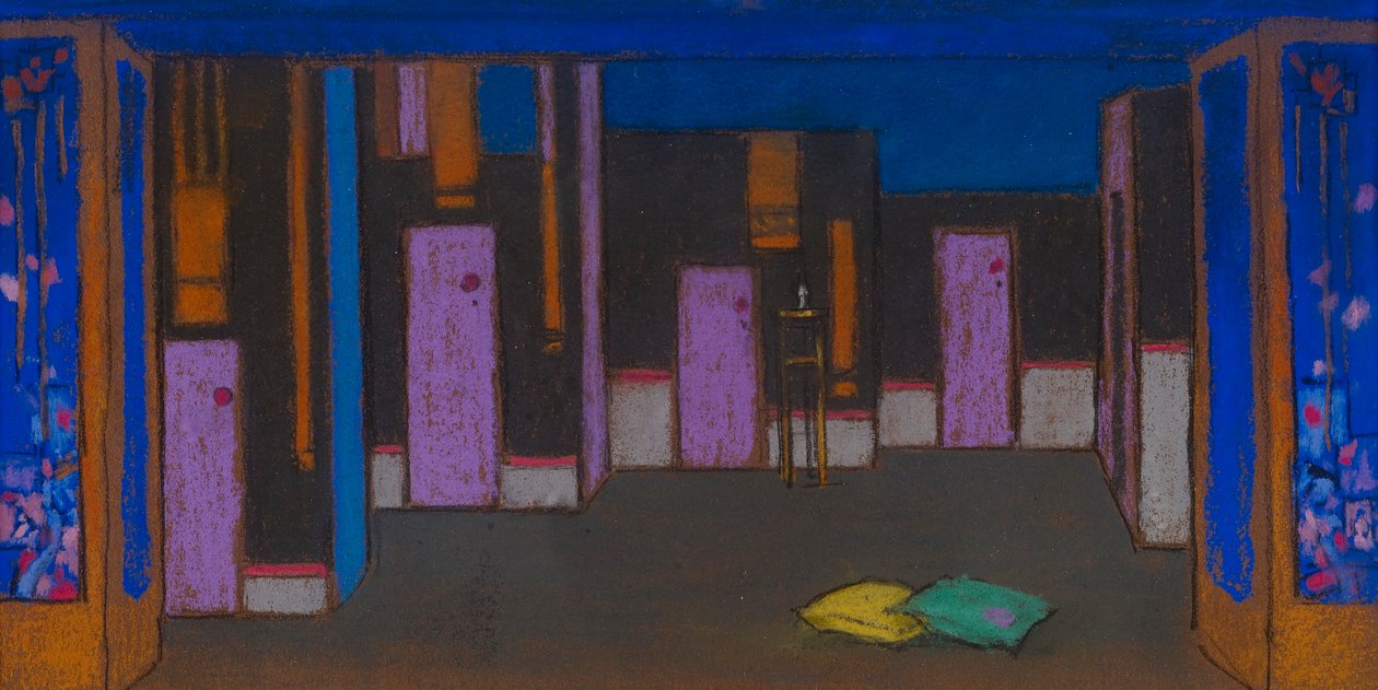 Hall avec portes (décor pour Alice au pays des merveilles, 1915) - William Penhallow Henderson