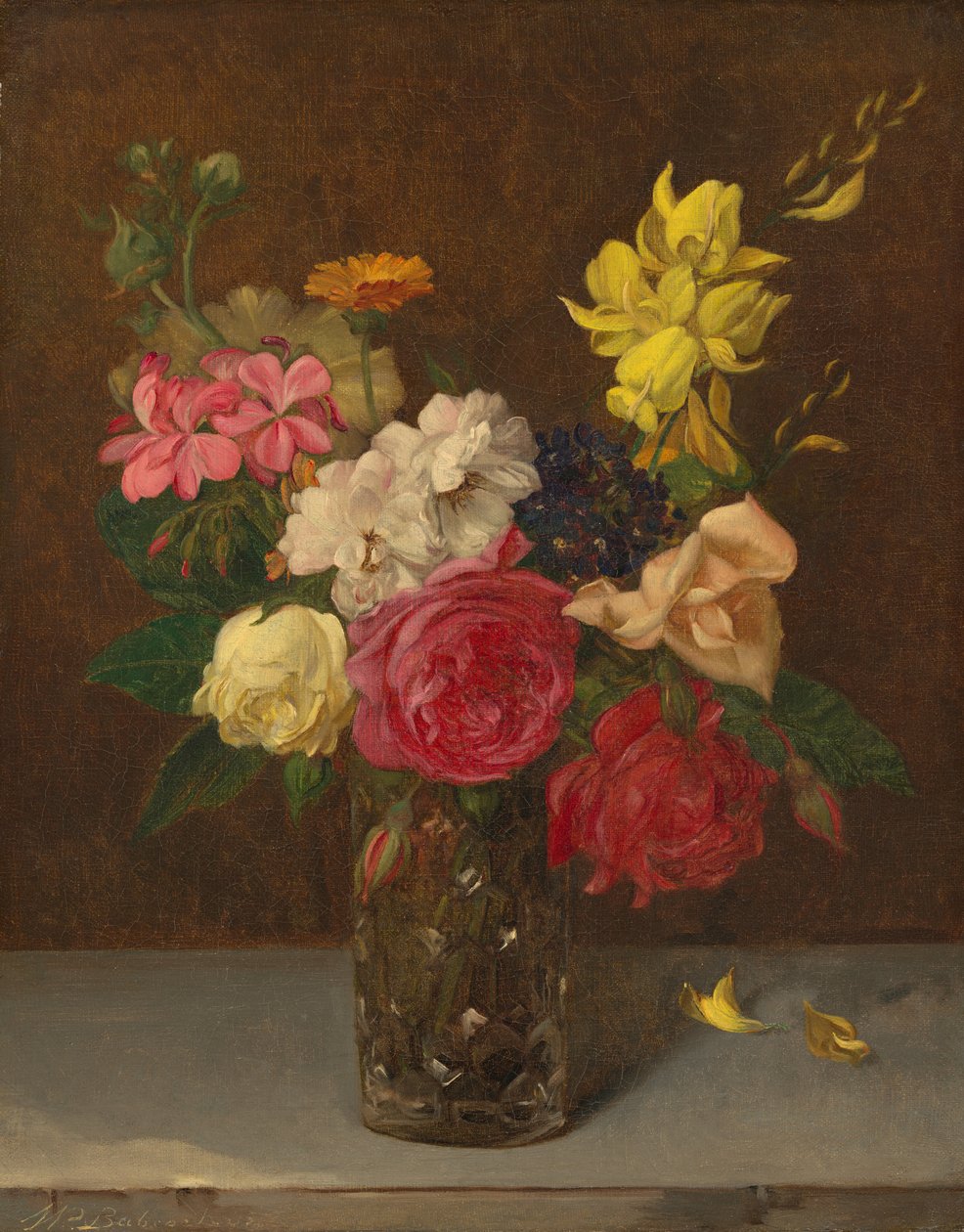 Fleurs dans un vase en verre taillé - William Perkins Babcock
