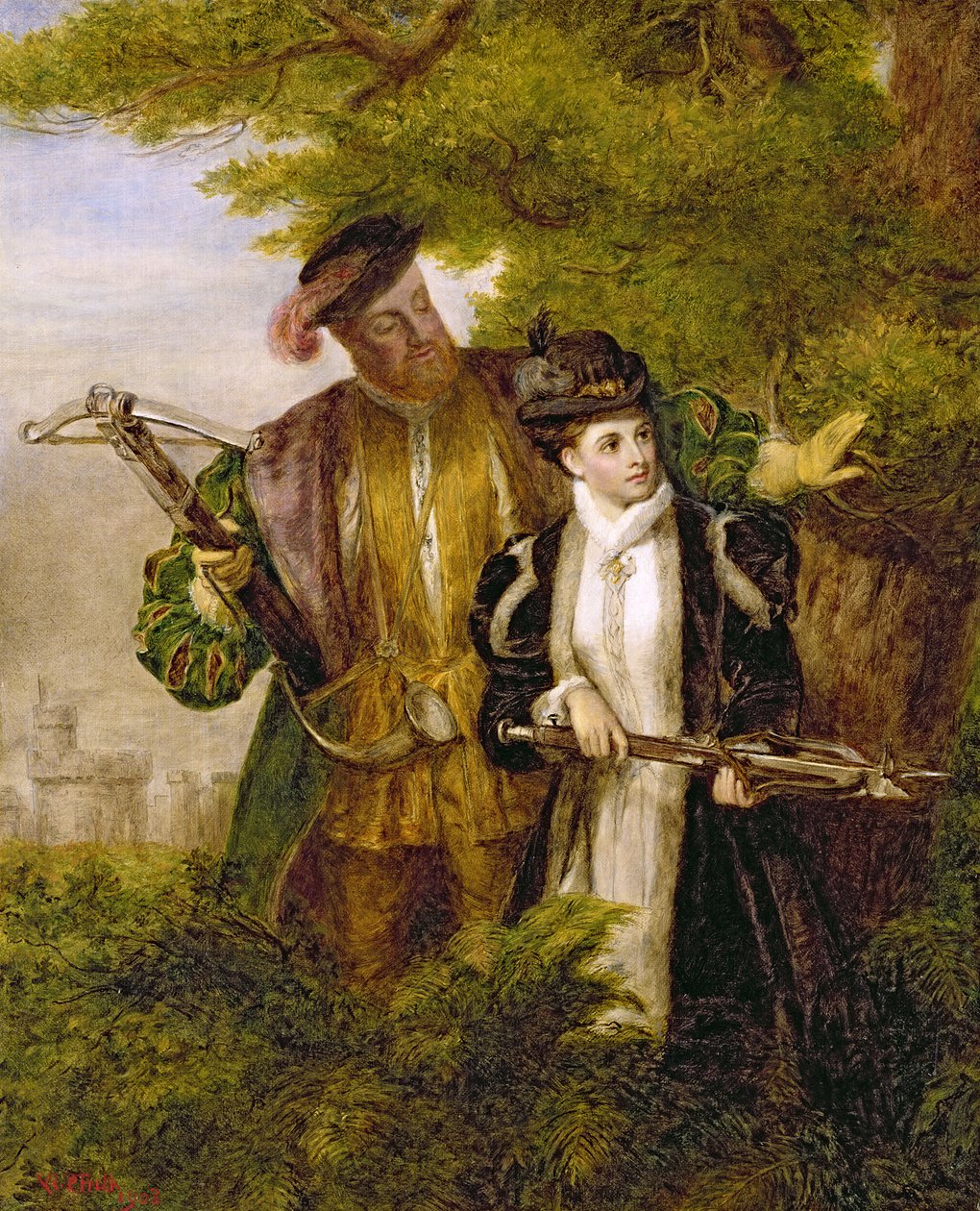 Le roi Henri et Anne Boleyn chassant le cerf dans la forêt de Windsor, 1903 - William Powell Frith