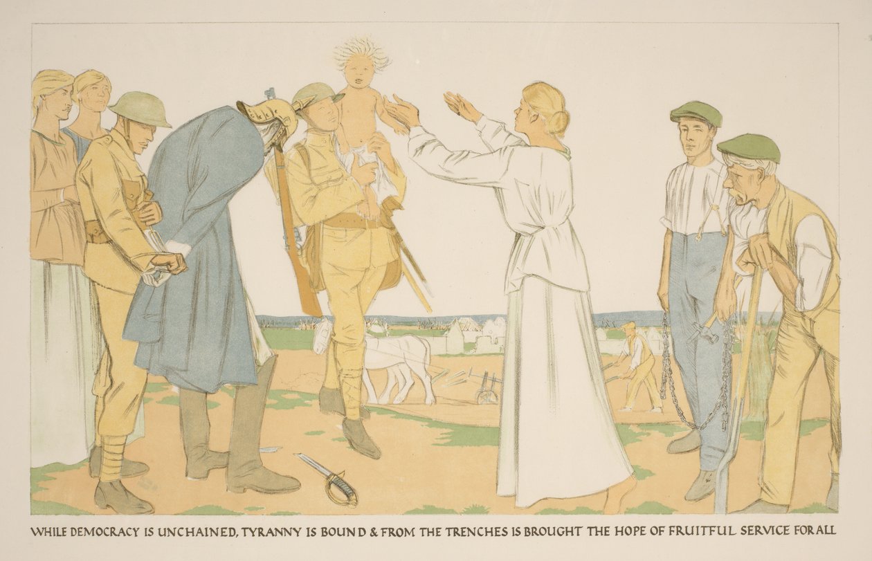 Paysans et soldats sur le terrain - William Rothenstein