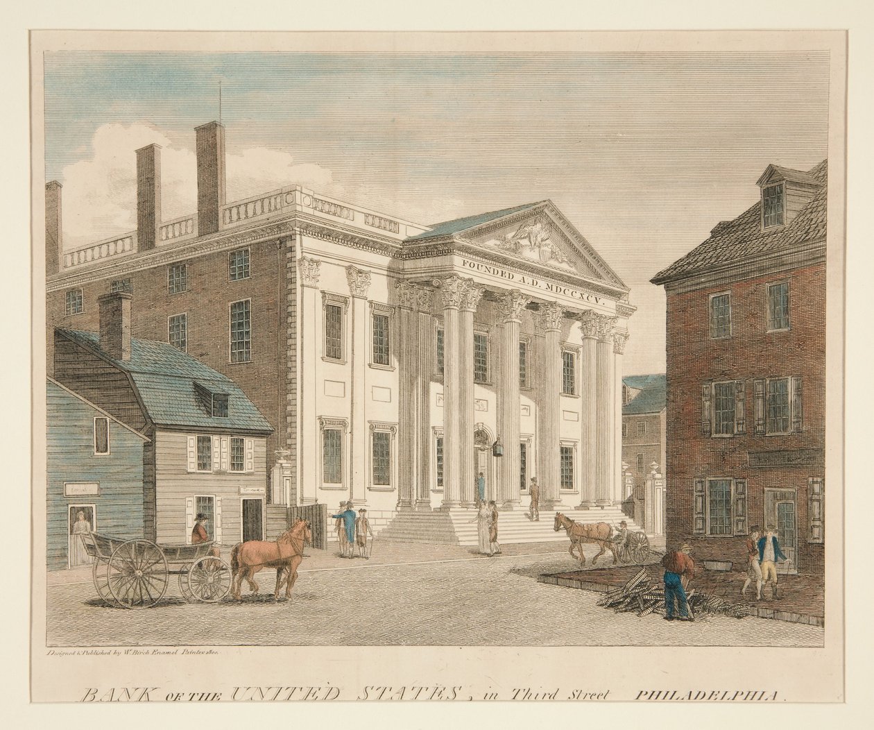 Banque des États-Unis, située sur la Third Street à Philadelphie - William Russell Birch