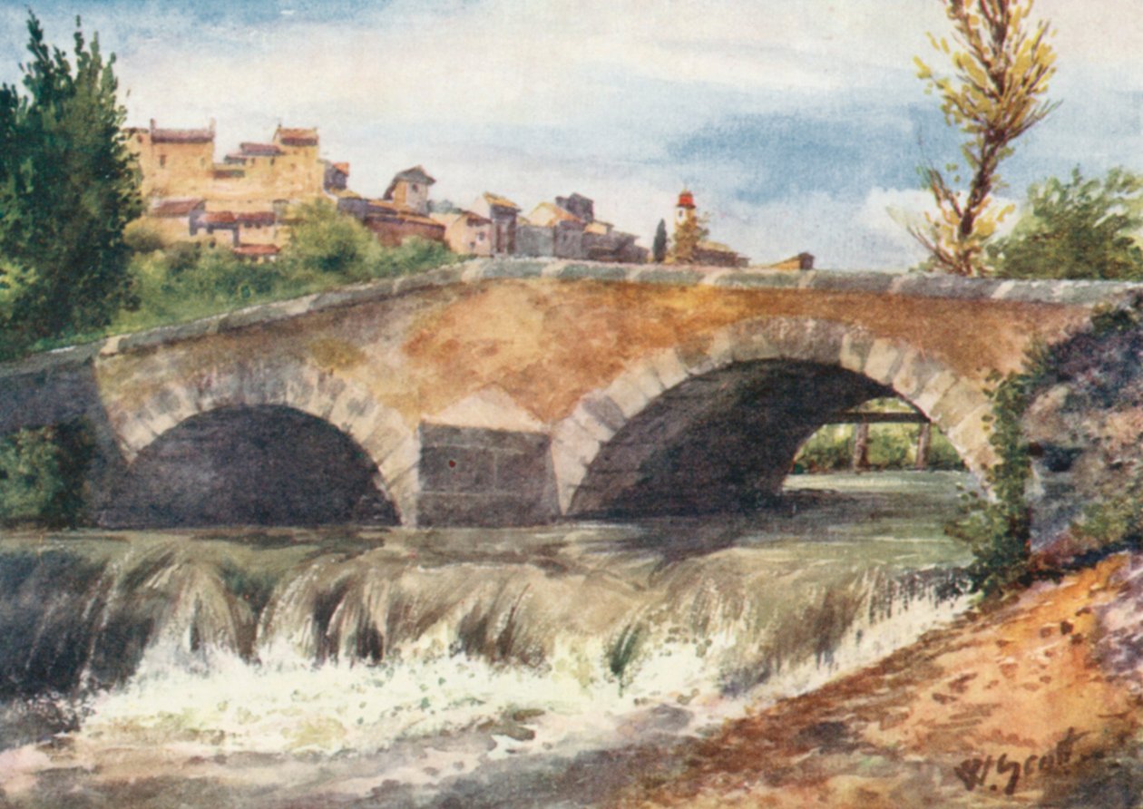 Vieux pont, Cagnes (lithographie couleur) - William Scott