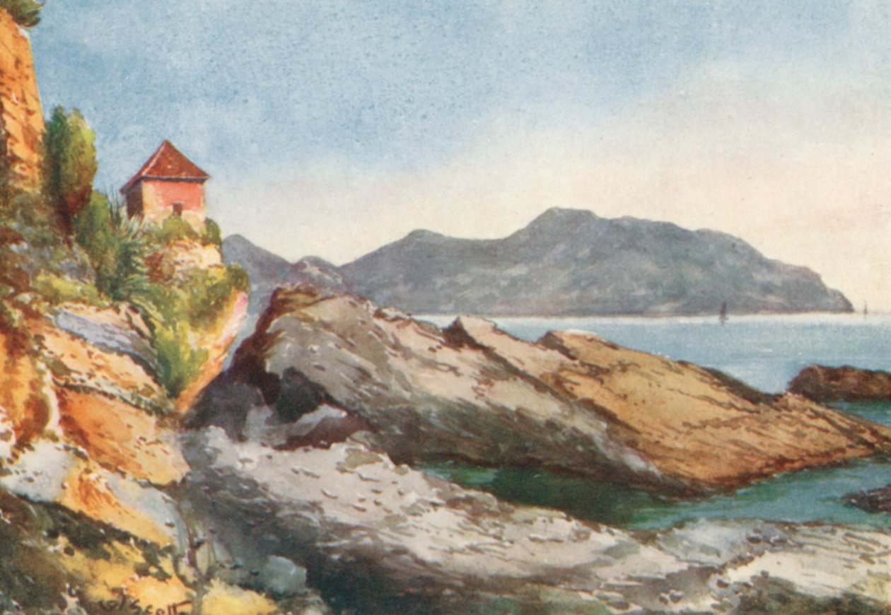 Rochers sur le rivage, Nervi (lithographie couleur) - William Scott