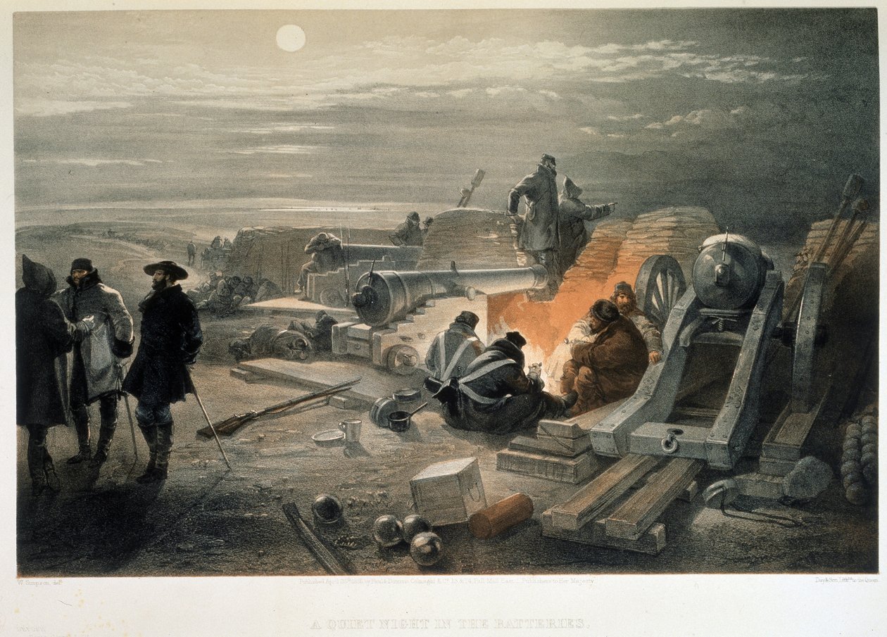 Une nuit tranquille dans les batteries, 1855 - William Crimea Simpson