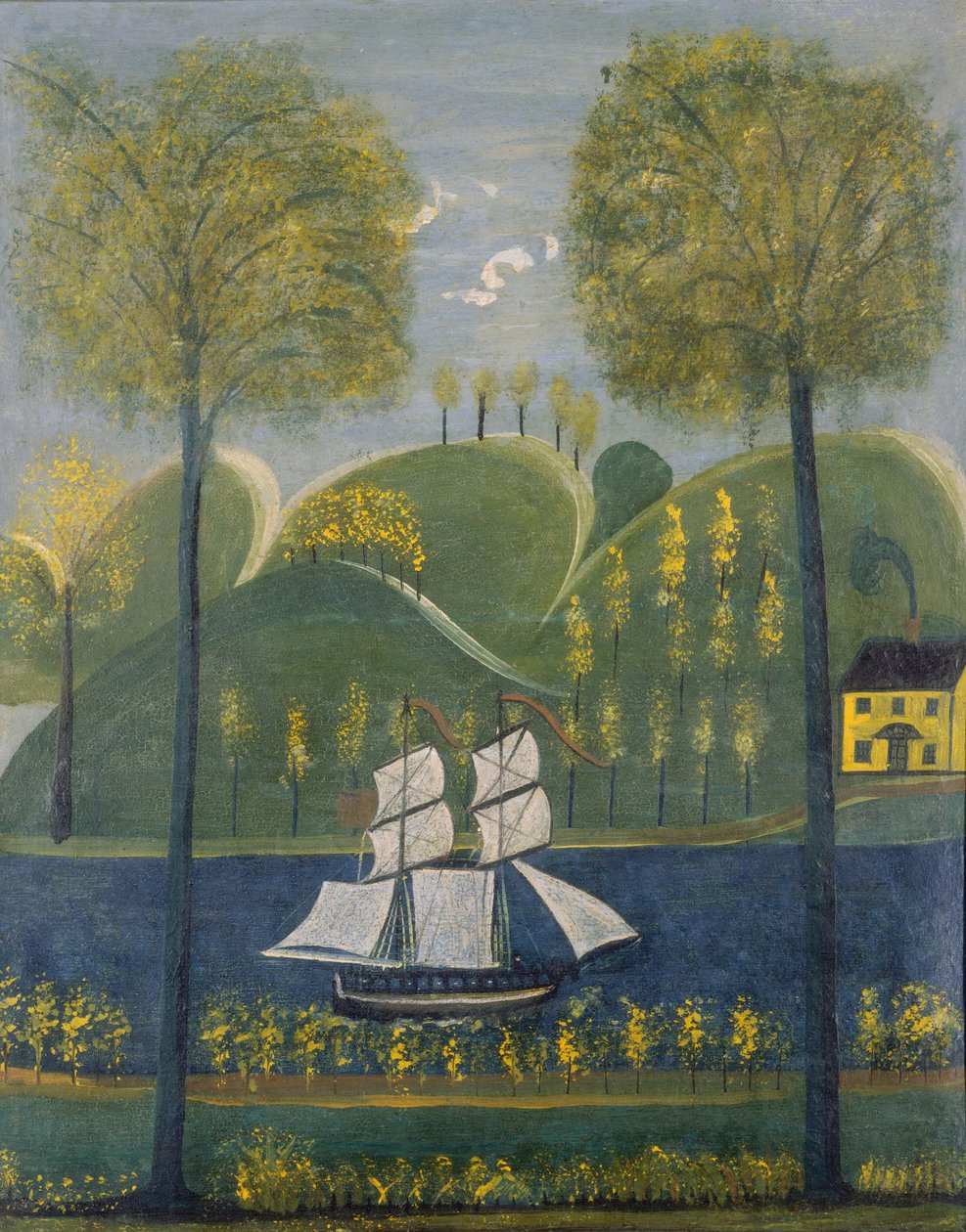 Under Full Sail, deuxième quart du 19e siècle (huile et caséine ( ) sur plâtre et lattes) - William Stephen Coleman