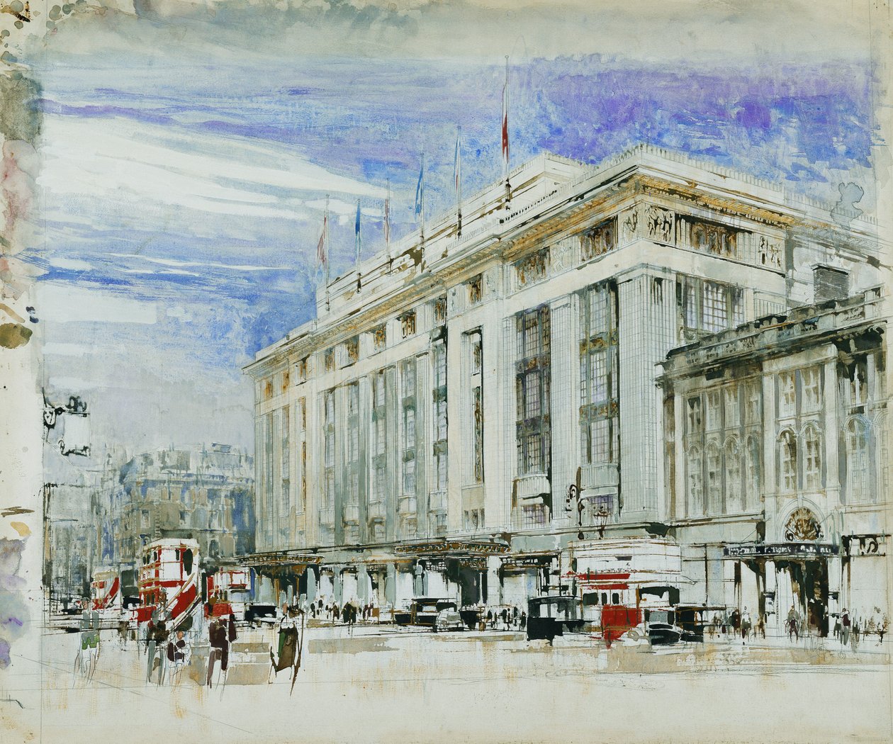 Conception perspective pour Derry et Toms, Kensington High Street - William Walcot