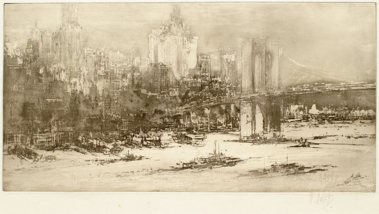 Pont de Brooklyn, New York (grande planche) - William Walcot