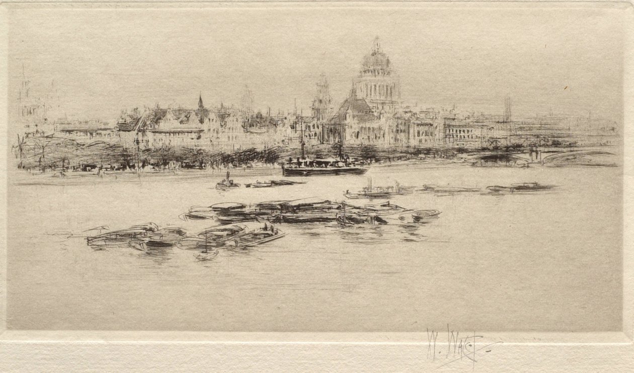 La Tamise depuis Waterloo - Vue vers la cathédrale Saint-Paul - William Walcot