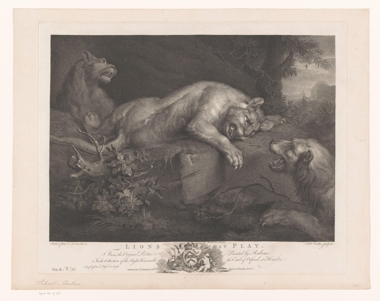 Trois lions jouant - William Walker