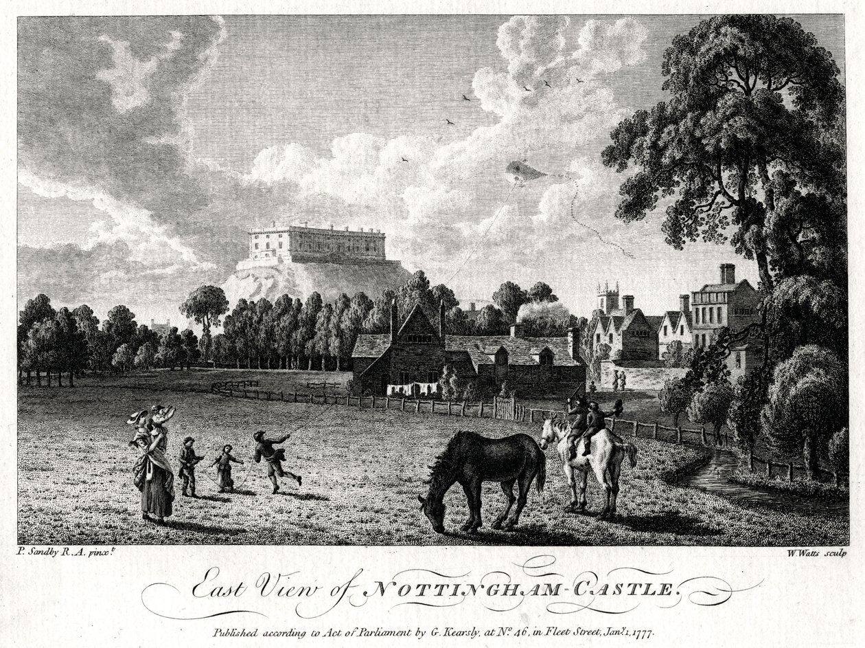 Vue est du château de Nottingham, Nottinghamshire, 1777 - William Watts