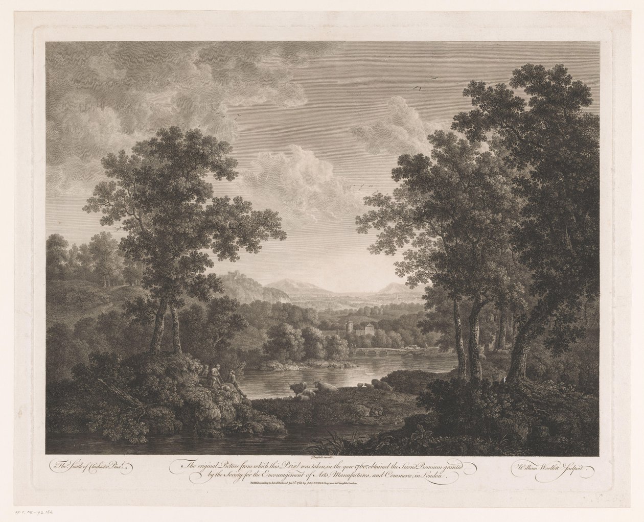 Paysage avec bergers et bétail près d
