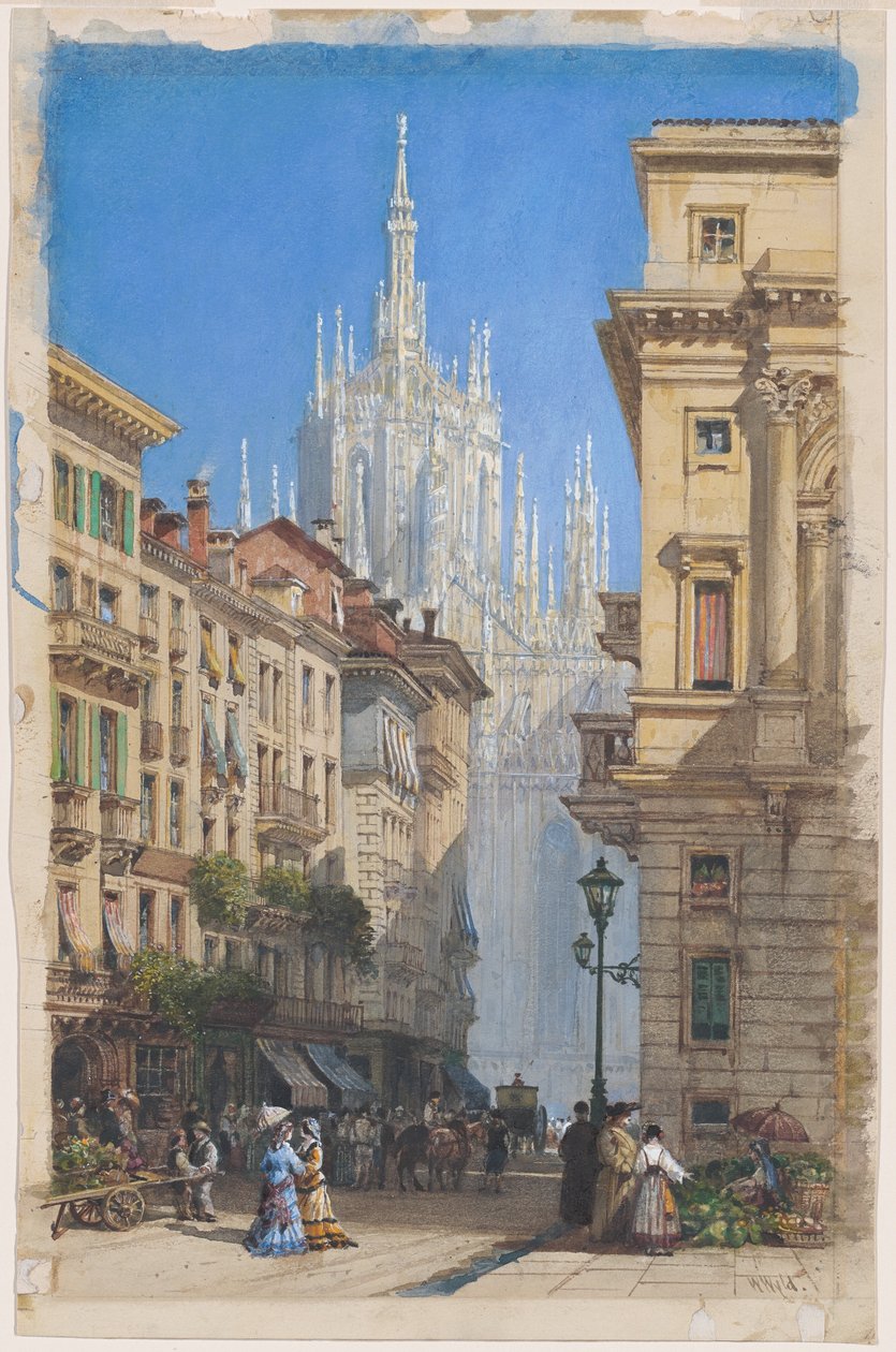 Le Duomo de Milan depuis une rue latérale - William Wyld