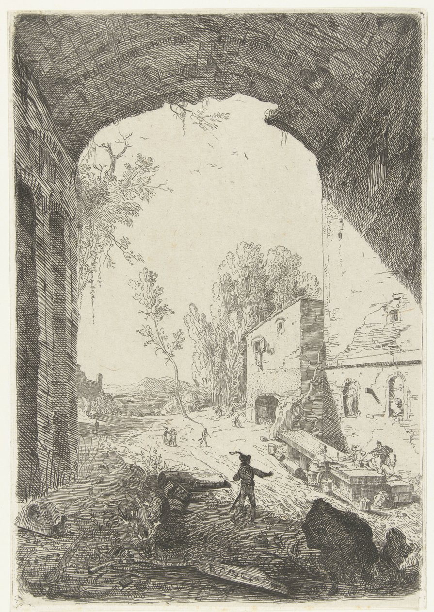 Auberge près de la Grotta della Ninfa Egeria - William Young Ottley