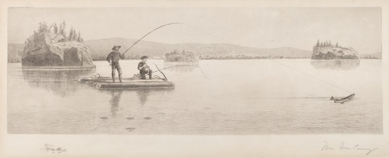 Sans Titre (Pêche en Radeau de Bois) - William de la Montagne Cary