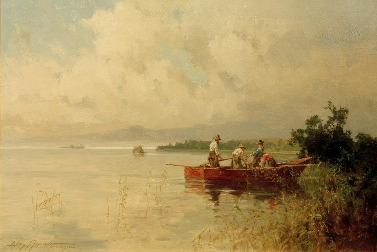 Pêcheurs sur la rive estivale du Chiemsee - Willy Moralt