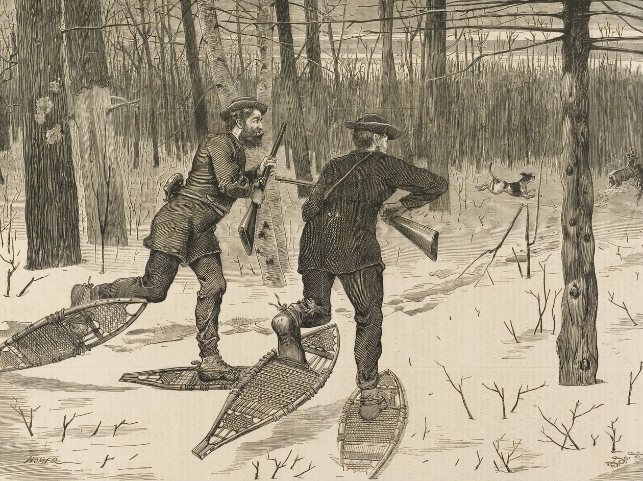 Chasse au cerf dans les Adirondacks en hiver, de Every Saturday, 21 janvier 1871, p. 57 - Winslow Homer