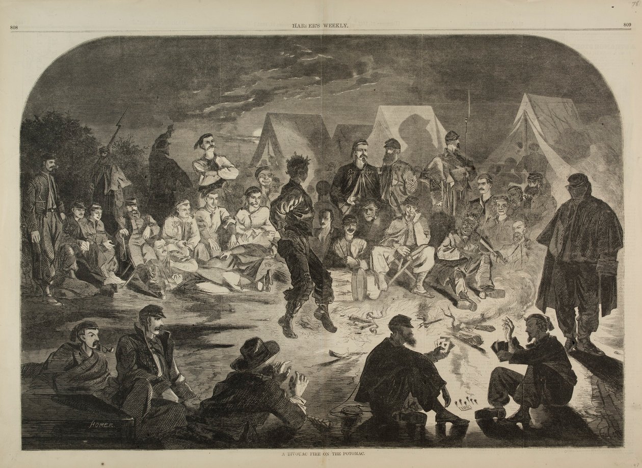Un feu de bivouac sur le Potomac, tiré de Harper
