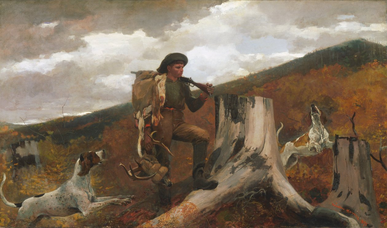 Un chasseur et des chiens - Winslow Homer