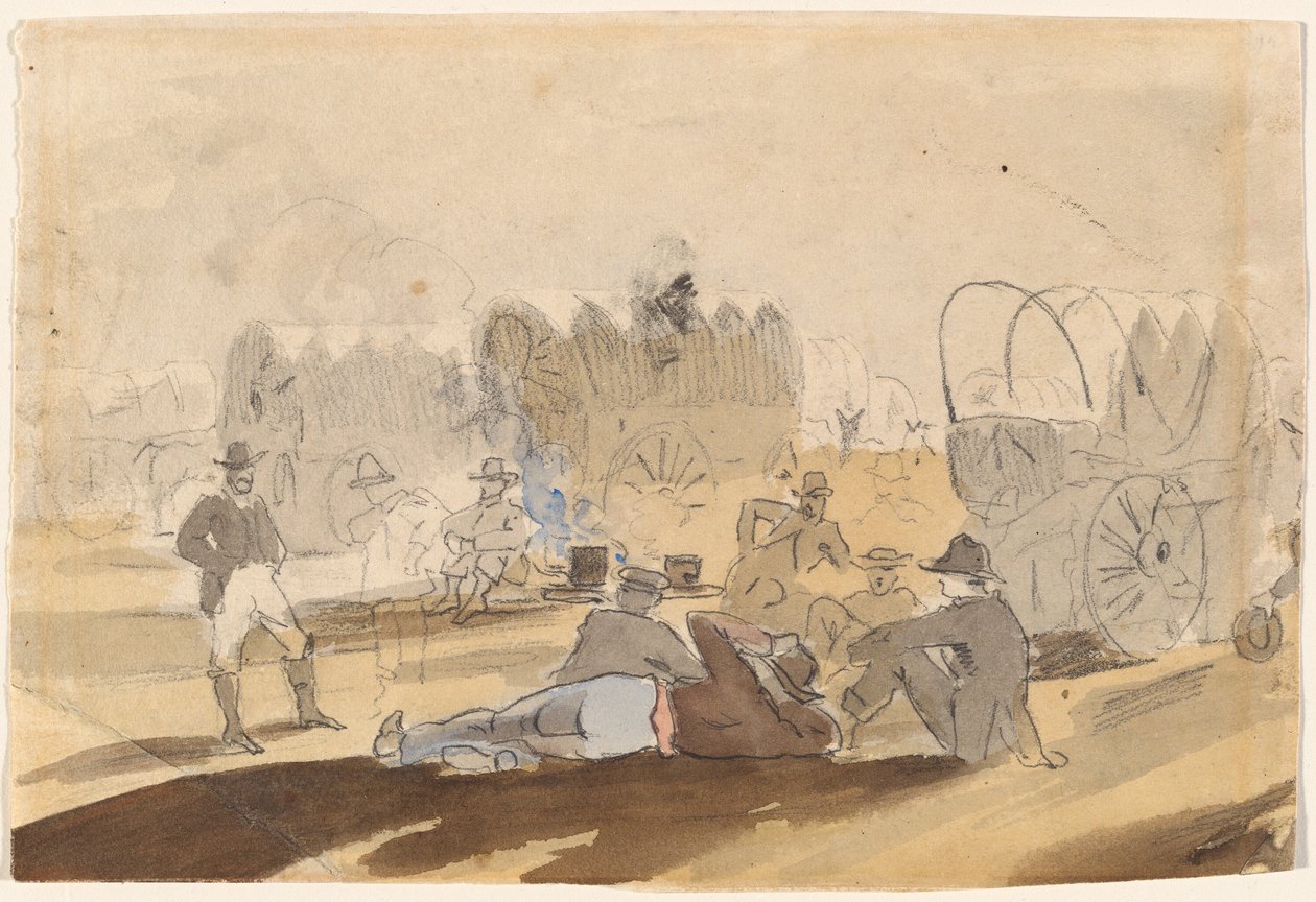 Caravane avec chariots couverts au repos [recto] - Winslow Homer