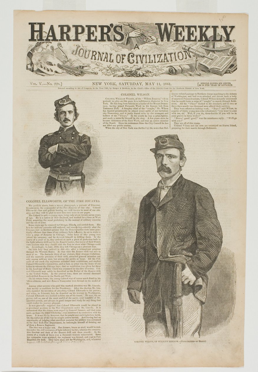 Colonel Wilson, de la brigade Wilson, et colonel Ellsworth, des zouaves de feu. - Winslow Homer