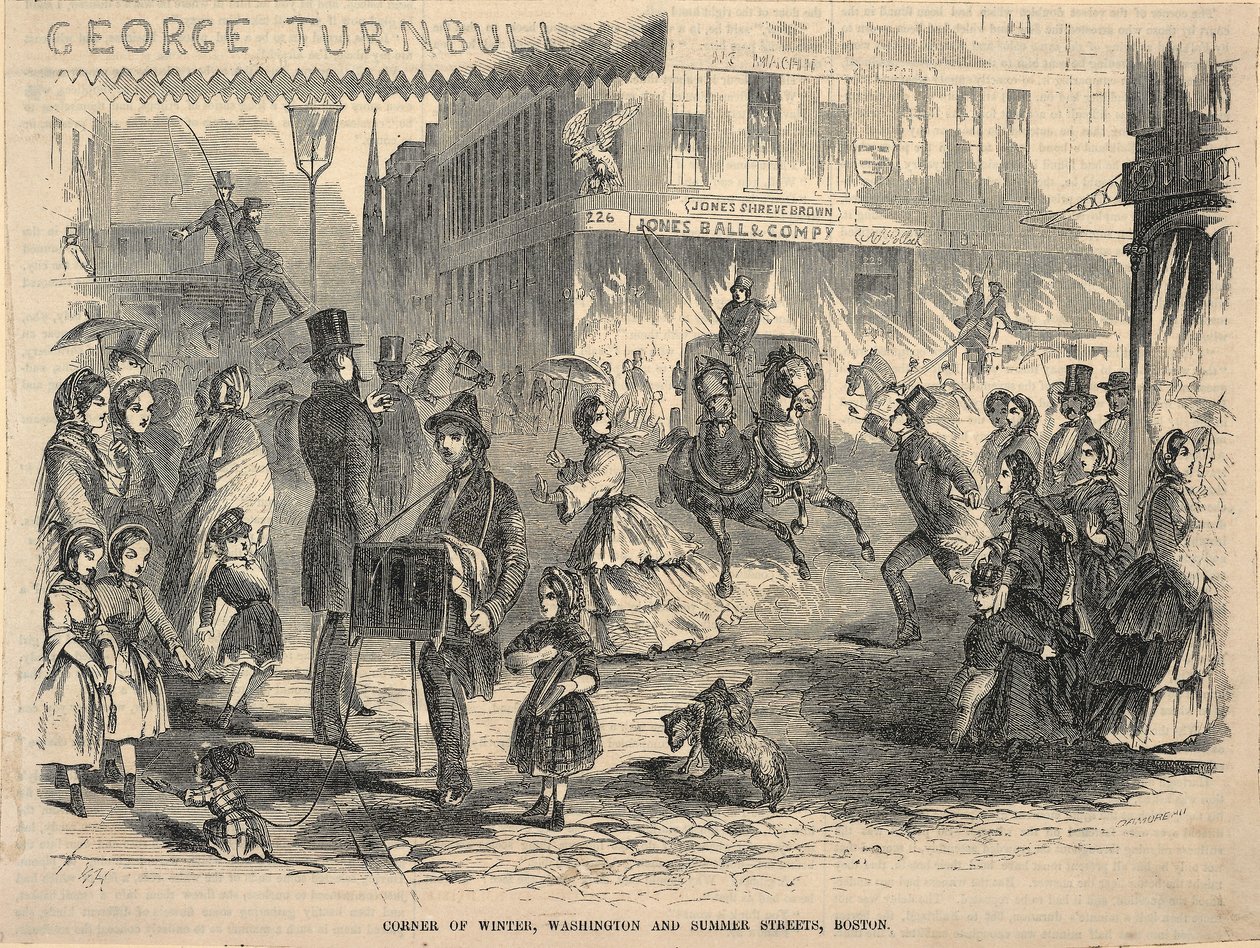 Angle des rues Winter, Washington et Summer, Boston, extrait de Ballou