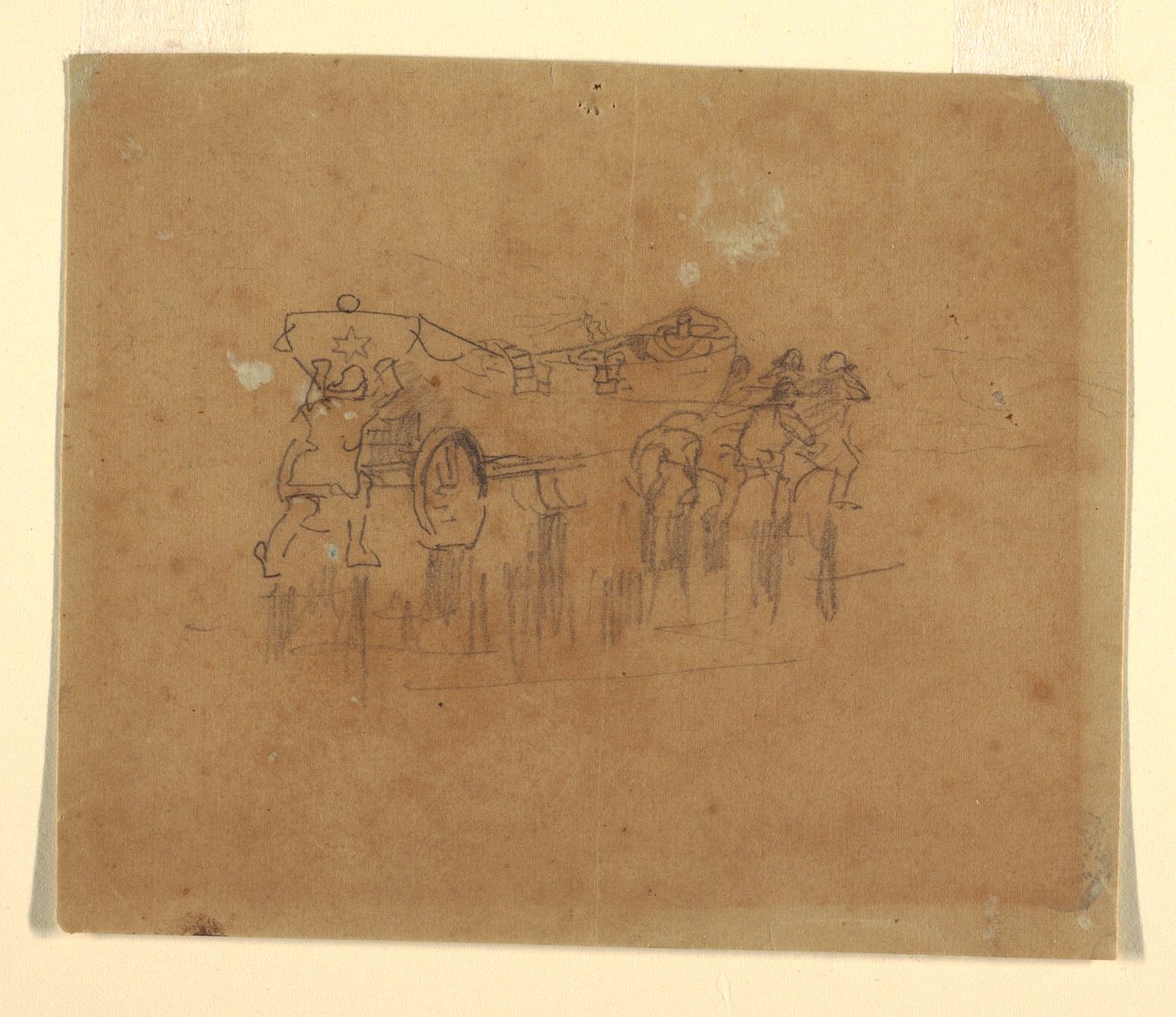 Dessin, canot de sauvetage avec chariot (étude pour "The Wreck", peinture à l