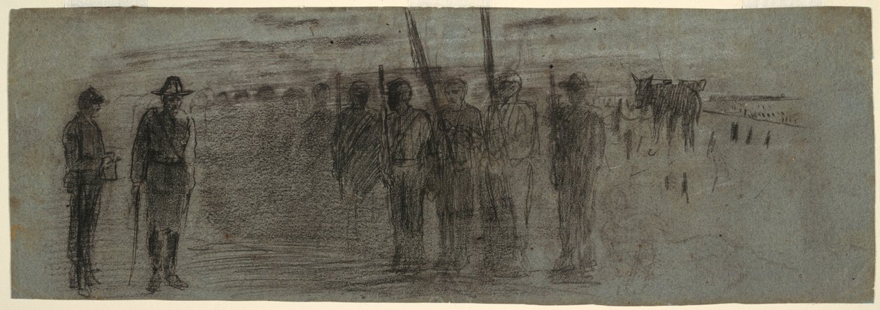 Dessin, officier et aide inspectant un escadron, peut-être 1864 - Winslow Homer