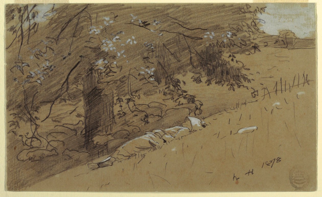 Dessin, Bergère se reposant sous un arbre, 1878 - Winslow Homer