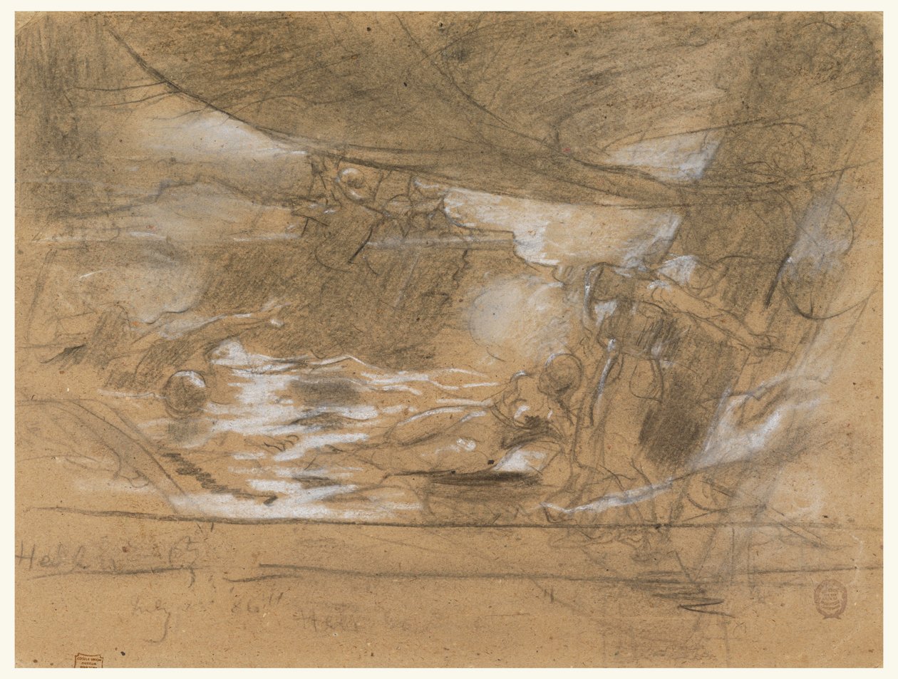 Dessin, pont de navire avec deux femmes, peut-être 15 juillet 1886 - Winslow Homer